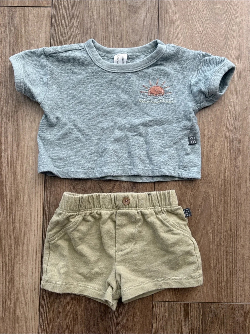 Unbranded Kids Two-Piece Matching Set in Light Blue & Sage